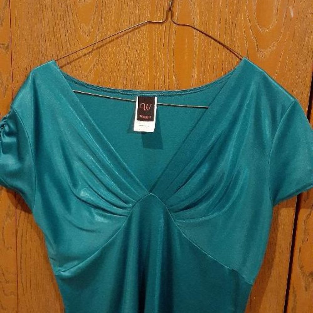 Dressy Aqua Short Sleeve Top